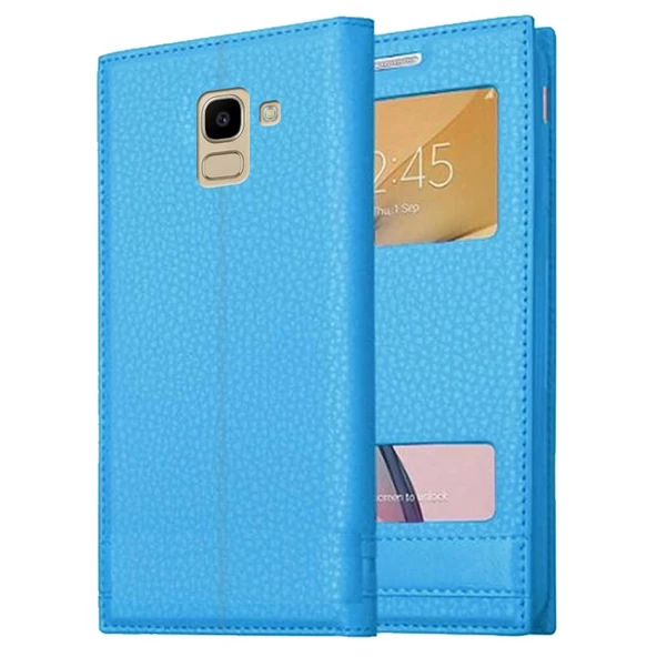 Samsung Galaxy J6 J600 Uyumlu Pencereli Kapaklı Magnum Kılıf - Resim 6