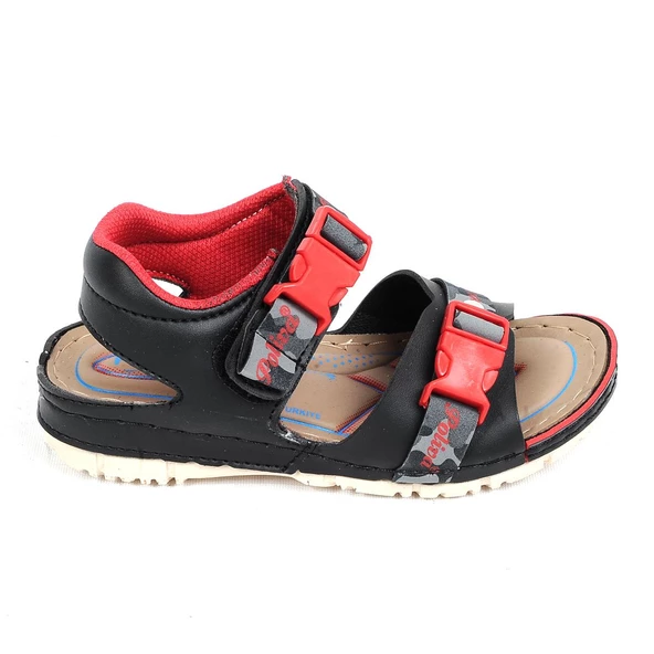 Poliva 5505Syh-Krmz Cırtlı Erkek Çocuk Sandalet ürün görseli