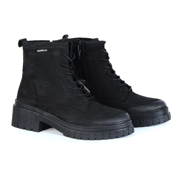 Hammer Jack 102 20832-Z Argun Siyah Deri Kadın Düz Bot - Resim 4