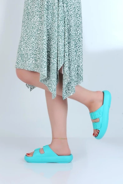 Apella E-800-1 Çift Toka Eva Kadın Düz Terlik - 5