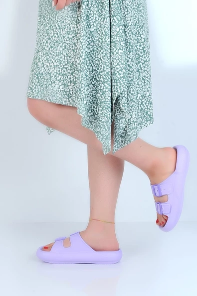 Apella E-800-1 Çift Toka Eva Kadın Düz Terlik - 2