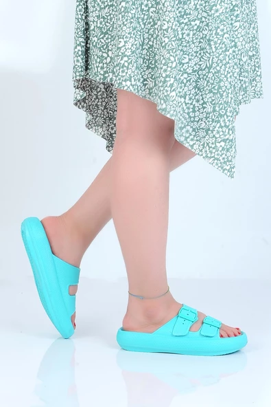 Apella E-800-1 Çift Toka Eva Kadın Düz Terlik - 4