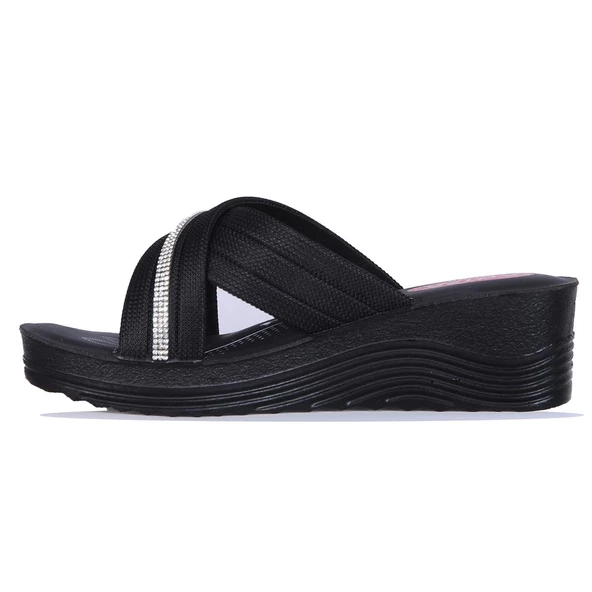 Apella 426-21 Zilan Siyah Kadın 7Cm Topuklu Terlik - Resim 2