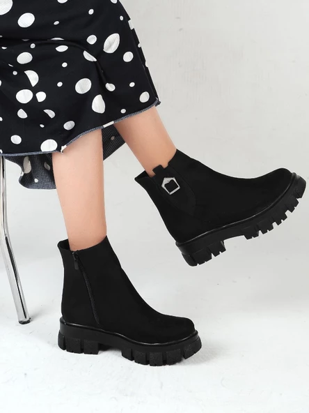 Ayakcenter 22-B14 Süet Ayışığı Kadın Düz Postal Bot - Resim 2