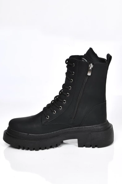 MP 222-2770 Siyah Fermuarlı Kadın Düz Bot Ayakkabı - Resim 4