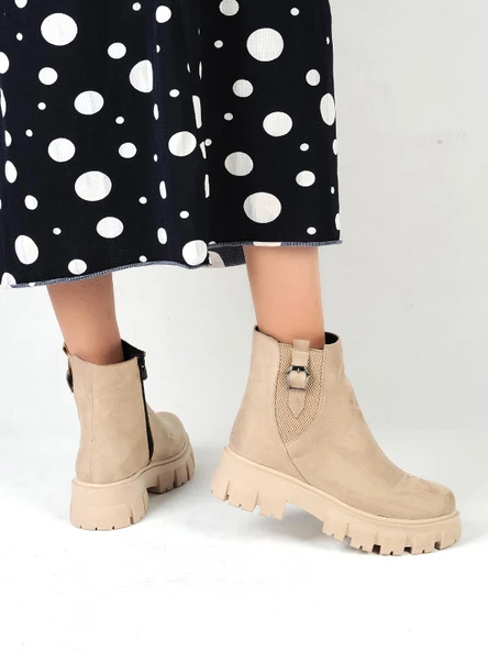 Ayakcenter 22-B14 Süet Ayışığı Kadın Düz Postal Bot - Resim 6