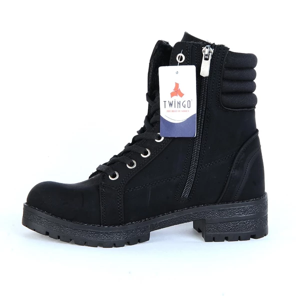 Twingo 285 Siyah Zümrüt Kürklü Kadın Düz Bot - Resim 2