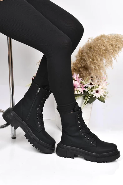 MP 222-2770 Siyah Fermuarlı Kadın Düz Bot Ayakkabı ürün görseli 1