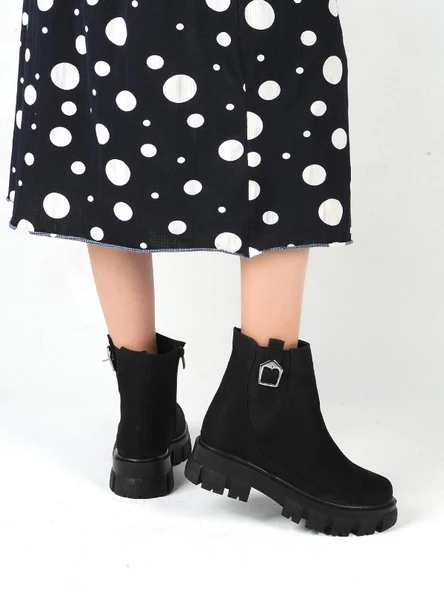 Ayakcenter 22-B14 Süet Ayışığı Kadın Düz Postal Bot - Resim 3