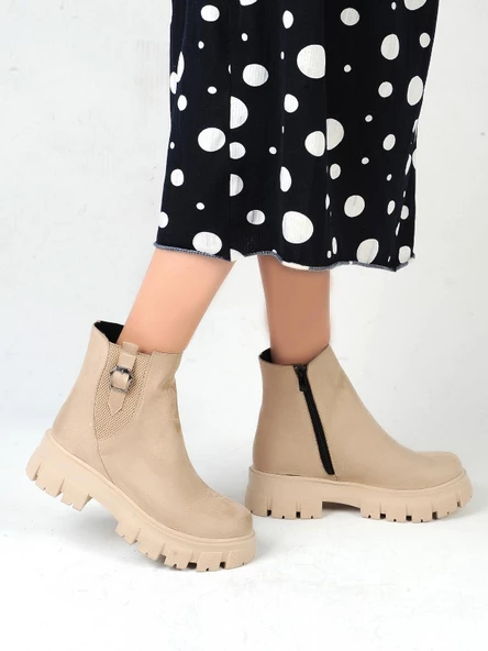 Ayakcenter 22-B14 Süet Ayışığı Kadın Düz Postal Bot - Resim 4