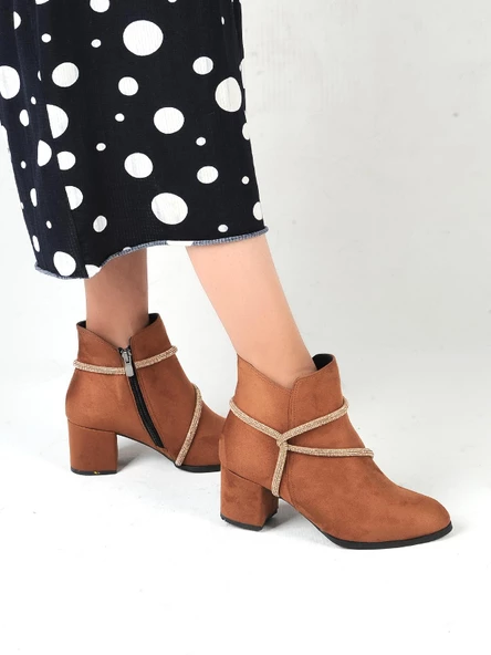 Ayakcenter 22-B17 Süet Ayışığı 5 Cm Topuklu Kadın Bot - Resim 6