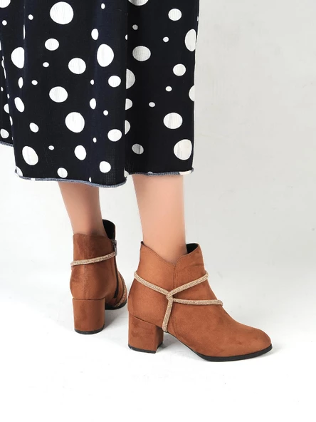 Ayakcenter 22-B17 Süet Ayışığı 5 Cm Topuklu Kadın Bot - Resim 5