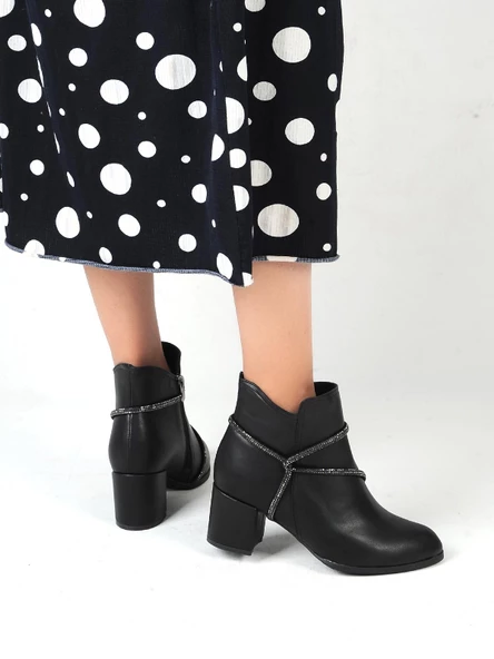 Ayakcenter 22-B17 Cilt Siyah Ayışığı 5 Cm Topuklu Kadın Bot - Resim 2