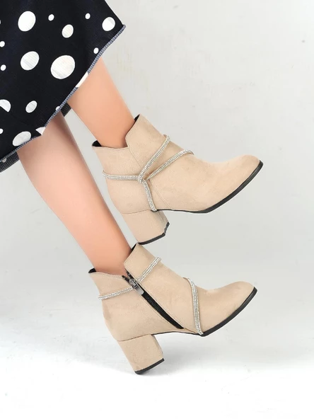 Ayakcenter 22-B17 Süet Ayışığı 5 Cm Topuklu Kadın Bot - Resim 7