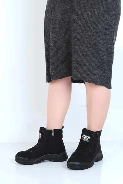 Twingo 7135 Siyah Zümrüt Kürklü Kadın Düz Bot - Resim 3