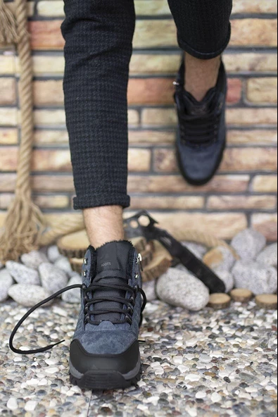 X-Step X6 Lacivert Termal Kürklü Kışlık Erkek Bot Ayakkabı - Resim 6