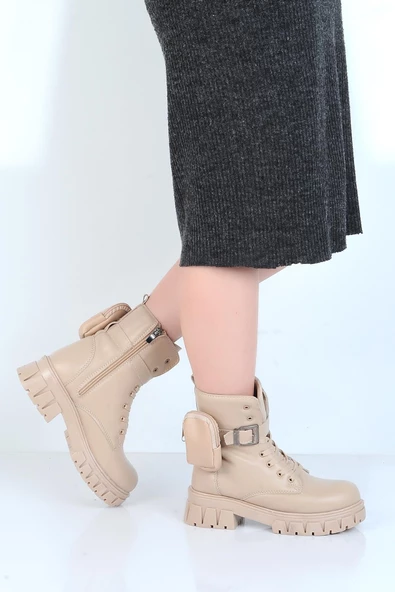 Twingo 7640 Nut Bej Kürklü Kadın Düz Bot ürün görseli 1