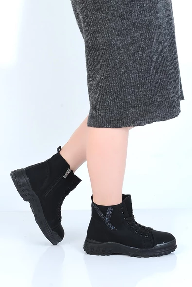 Twingo 7135 Siyah Zümrüt Kürklü Kadın Düz Bot ürün görseli 1