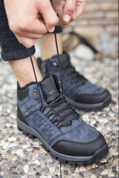 X-Step X6 Lacivert Termal Kürklü Kışlık Erkek Bot Ayakkabı - Resim 3