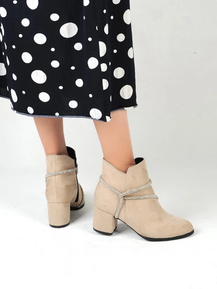 Ayakcenter 22-B17 Süet Ayışığı 5 Cm Topuklu Kadın Bot - Resim 8