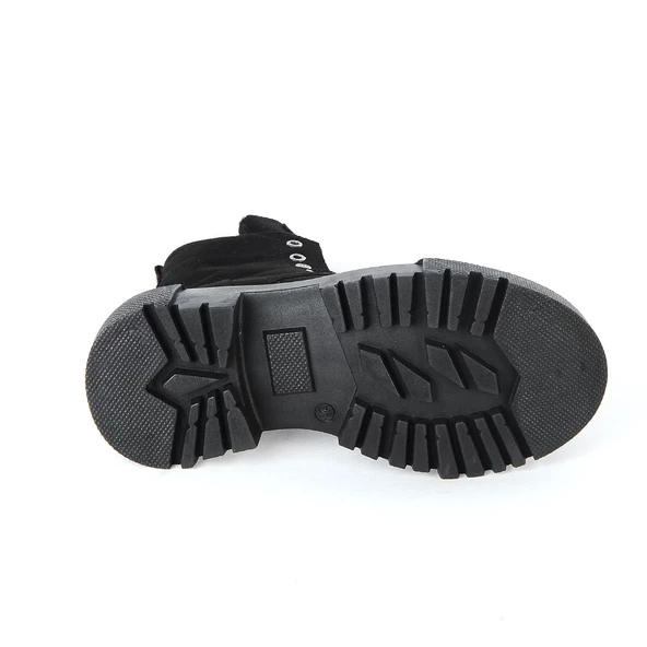 MP 222-3471Ft Siyah Nubuk Fermuarlı Kız Çocuk Düz Bot - Resim 4