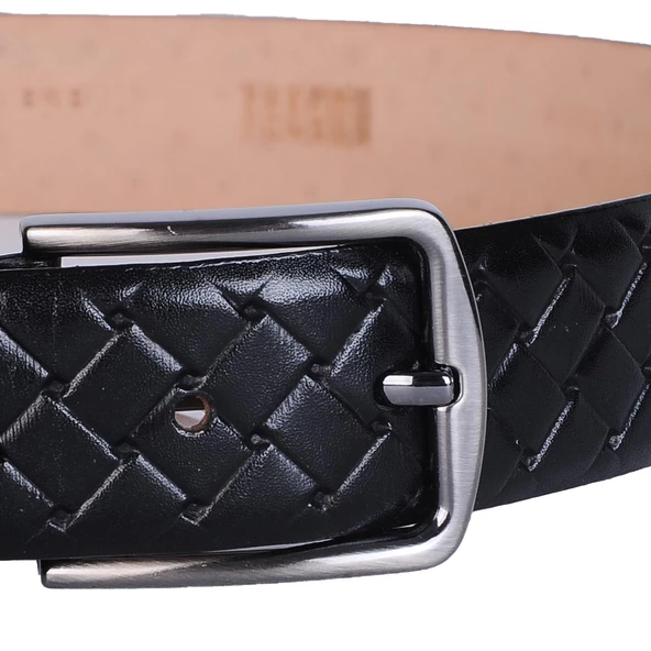 Skuaıter 24-1905 Siyah %100 Deri Erkek Kumaş Kemer - Resim 2