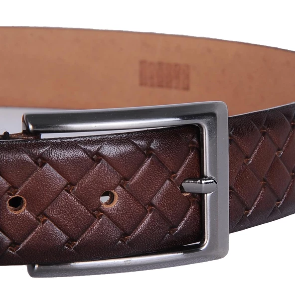 Skuaıter 24-1905 Kahve %100 Deri Erkek Kumaş Kemer - Resim 2