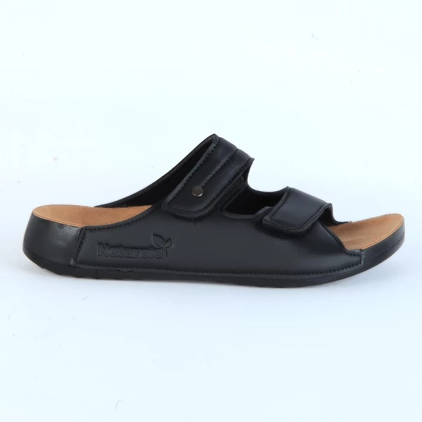 Ayakcenter Naturella Siyah Cırtlı Kadın Düz Terlik ürün görseli 1