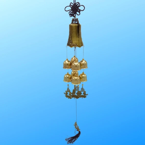 Çin Feng Shui Rüzgar Çanı Dekoratif Büyük Zil Sekiz Çan - 5