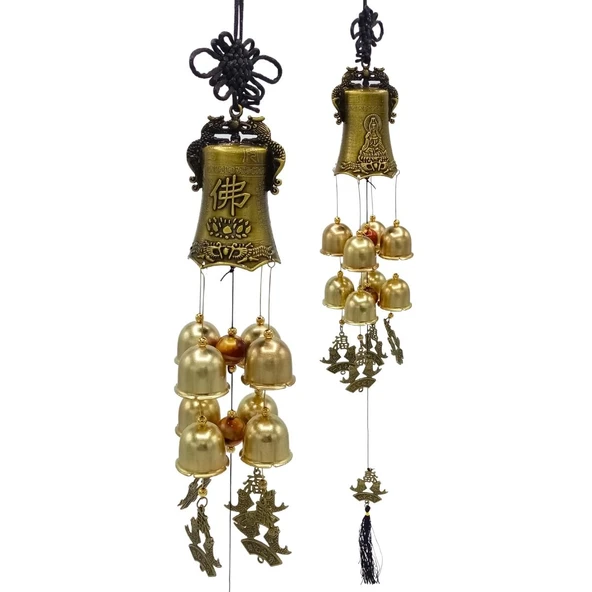 Çin Feng Shui Rüzgar Çanı Dekoratif Büyük Zil Sekiz Çan - 2