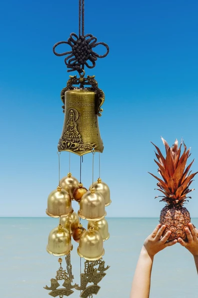 Çin Feng Shui Rüzgar Çanı Dekoratif Büyük Zil Sekiz Çan - 9