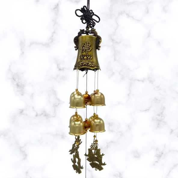 Çin Feng Shui Rüzgar Çanı Dekoratif Büyük Zil Sekiz Çan - 4