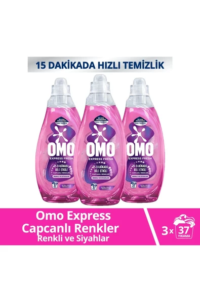 Omo Express Fresh Capcanlı Renkler Renkli & Siyahlar Sıvı Çamaşır Deterjanı 1480 Ml x 3 Adet