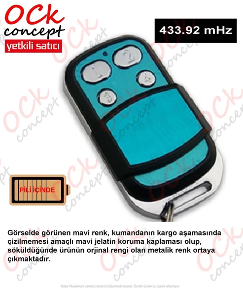 Akıllı Kopyalanabilir Kepenk Kumandası, Garaj Kumandası, Otopark Kumandası, Bariyer Kumandası, Wicom UK 44 Kumanda (3 Adet) - 2