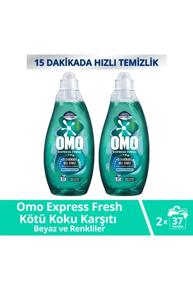 Omo Express Fresh Kötü Koku Karşıtı Beyaz & Renkliler Sıvı Çamaşır Deterjanı 1480 Ml x 2 Adet