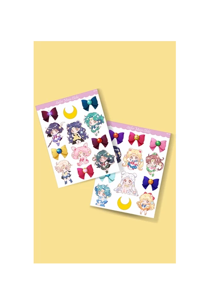 Sailor Moon- Ay Savaşçısı sticker 2li -Anime çıkartma-etiket-laptop telefon süsleme - Resim 2