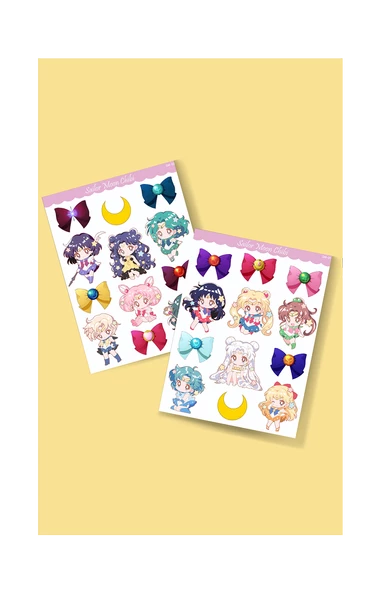 Sailor Moon- Ay Savaşçısı sticker 2li -Anime çıkartma-etiket-laptop telefon süsleme