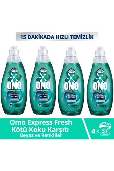 Omo Express Fresh Kötü Koku Karşıtı Beyaz & Renkliler Sıvı Çamaşır Deterjanı 1480 Ml x 4 Adet