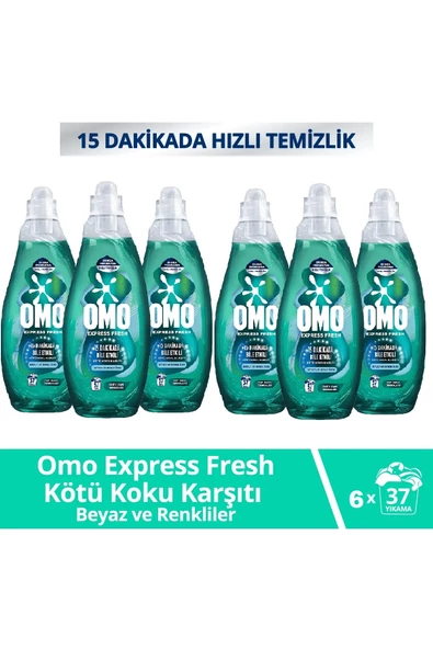 Omo Express Fresh Kötü Koku Karşıtı Beyaz & Renkliler Sıvı Çamaşır Deterjanı 1480 Ml x 6 Adet