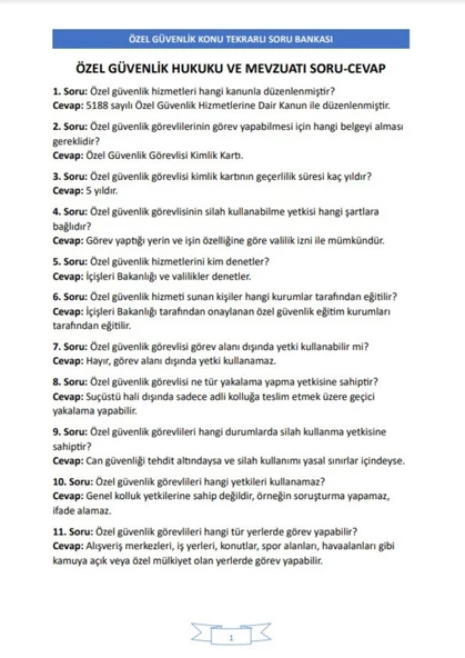 Özel Güvenlik Soru-Cevap Kitabı (1000 Soru) - 3