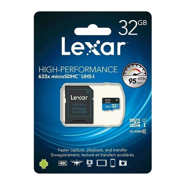 LEXAR V10 32GB MICROSD KART 633X-100/20 UHS-1 C10 ürün görseli 1