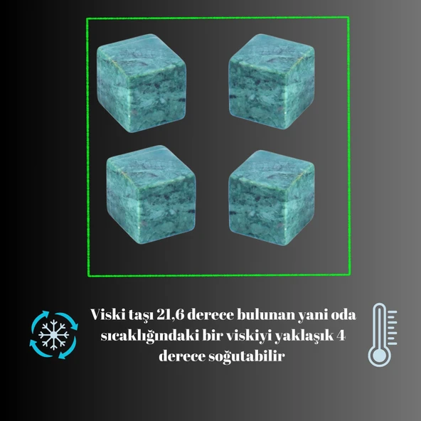 Perlotus Doğal Granit Mermer Viski Taşı 4’lü Özel Seri Sertifikalı - 2