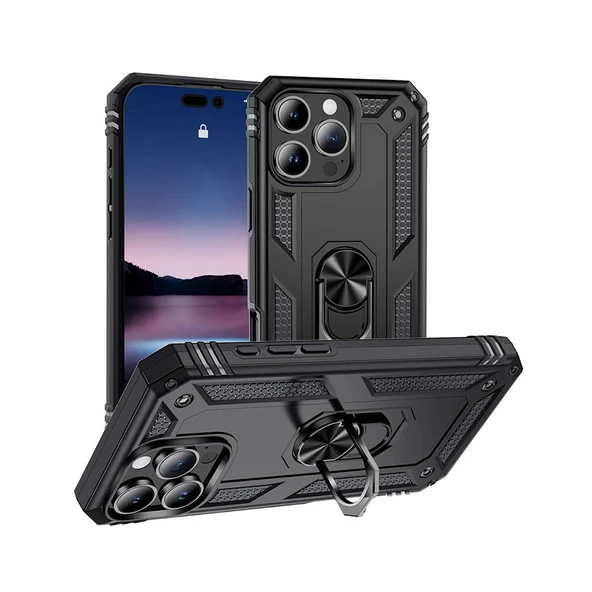 Gpack Apple iPhone 16 Pro Kılıf Vega Sert Silikon Tank Standlı Yüzüklü Mıknatıslı ürün görseli