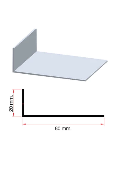 Kamataş   Alüminyum Köşebent L Profil 80*20 Antrasit 150 Cm. İstediğin Ölçüde - 2
