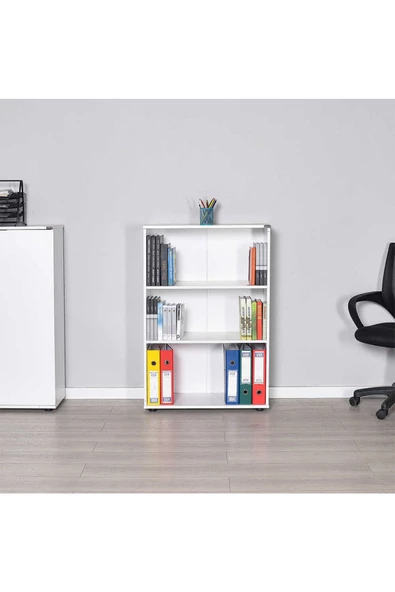 Rio Ofis 3 Raflı Kitaplık - Diamond Beyaz - 5