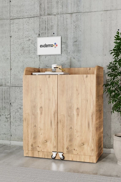 Evdemo Derin 2 Kapaklı Erzak Kiler Dolabı Atlantik Çam - 4