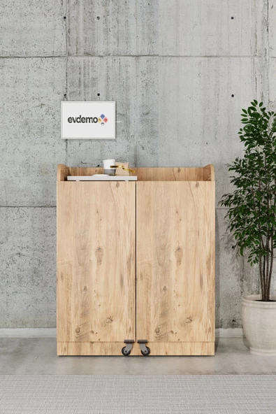 Evdemo Derin 2 Kapaklı Erzak Kiler Dolabı Atlantik Çam - 3