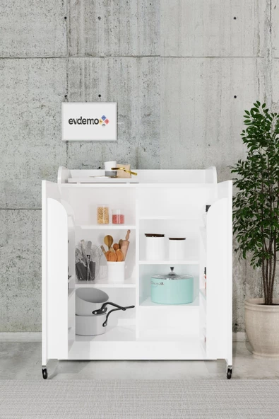 Evdemo Derin 2 Kapaklı Erzak Kiler Dolabı Beyaz - 2
