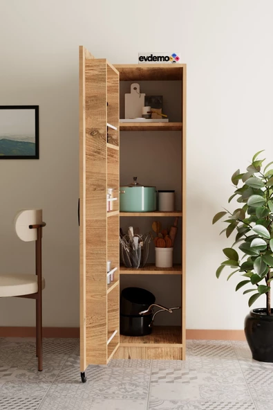 Evdemo Elzem Tek Kapaklı Erzak Kiler Dolabı Atlantik Çam - 2