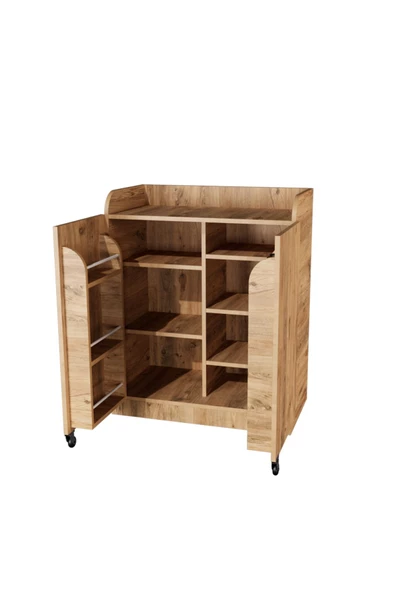 Evdemo Derin 2 Kapaklı Erzak Kiler Dolabı Atlantik Çam - 5